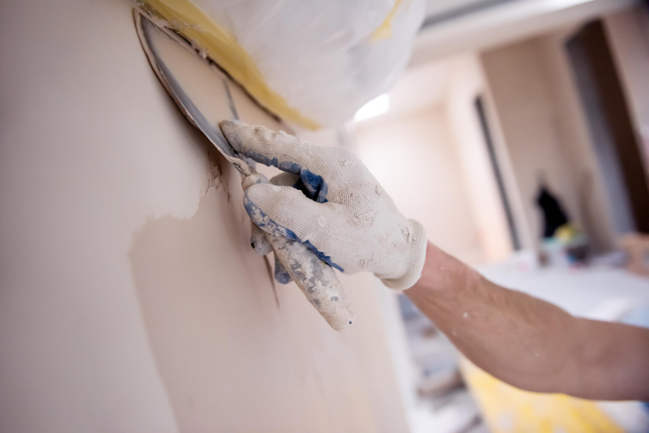 Kingsburg drywall repair and ceiling resurfacing work in progress